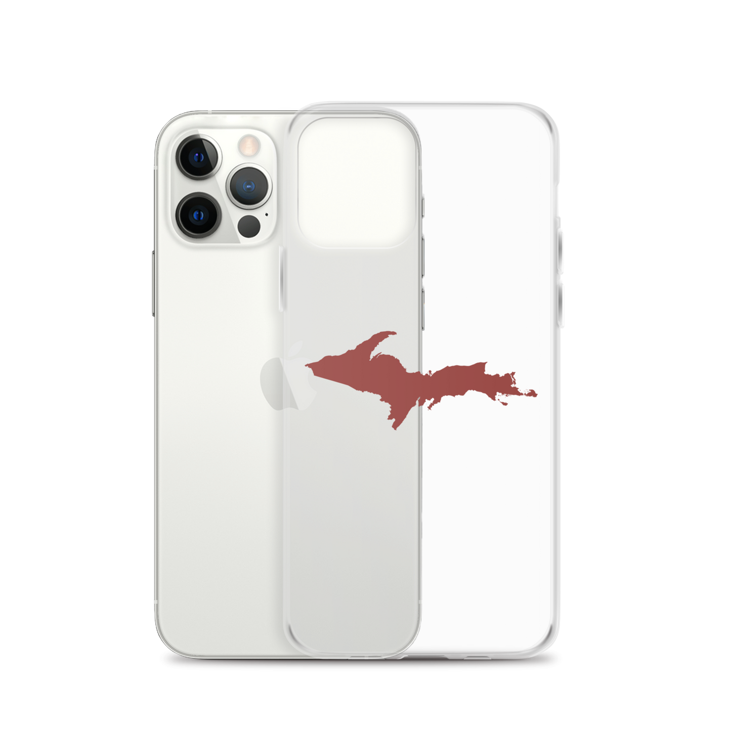 Michigan Upper Peninsula Clear iPhone Case (w/ Ore Dock Red UP Outline)