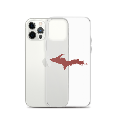 Michigan Upper Peninsula Clear iPhone Case (w/ Ore Dock Red UP Outline)