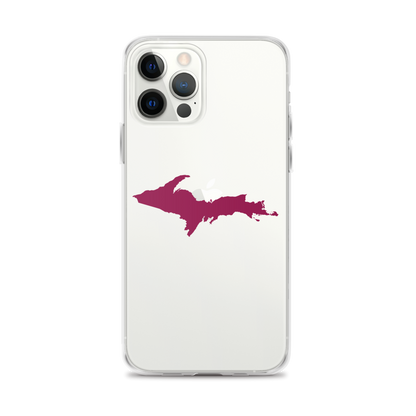 Michigan Upper Peninsula Clear iPhone Case (w/ Ruby Red UP Outline)