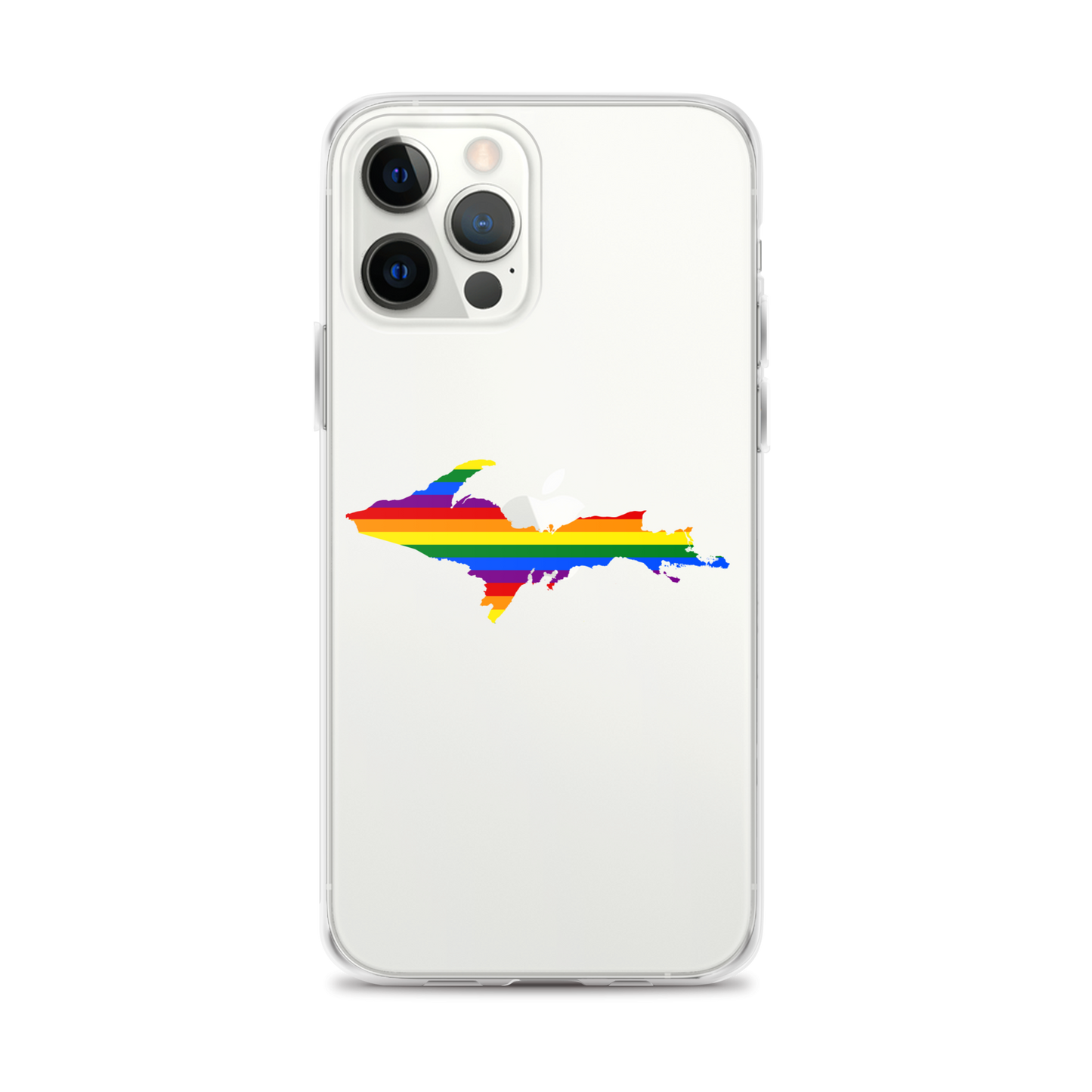 Michigan Upper Peninsula Clear iPhone Case (w/ UP Pride Flag Outline)