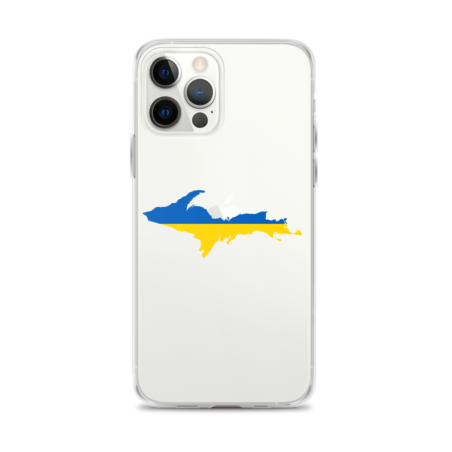 Michigan Upper Peninsula Clear iPhone Case (w/ UP Ukraine Flag Outline)