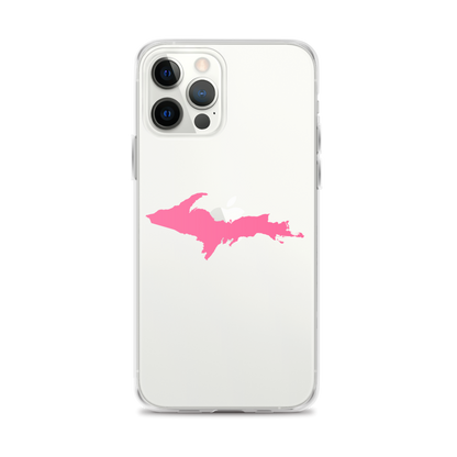 Michigan Upper Peninsula Clear iPhone Case (w/ Pink UP Outline)