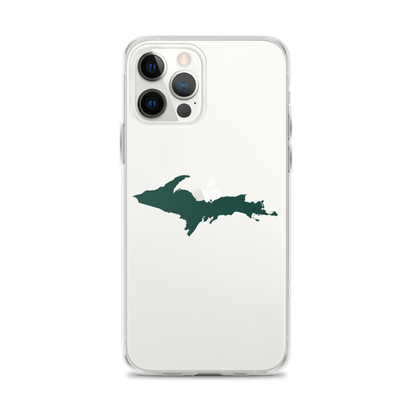 Michigan Upper Peninsula Clear iPhone Case (w/ Green UP Outline)