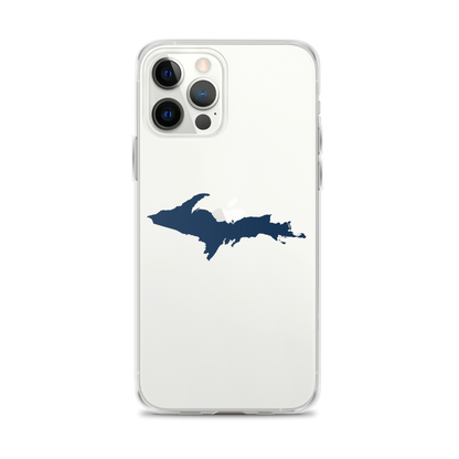 Michigan Upper Peninsula Clear iPhone Case (w/ Navy UP Outline)