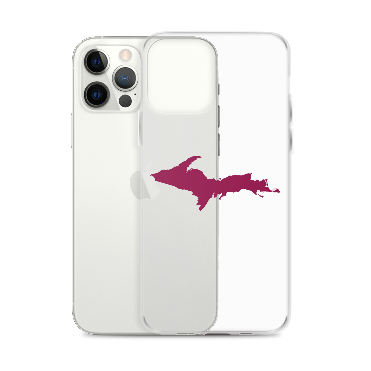 Michigan Upper Peninsula Clear iPhone Case (w/ Ruby Red UP Outline)