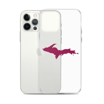 Michigan Upper Peninsula Clear iPhone Case (w/ Ruby Red UP Outline)