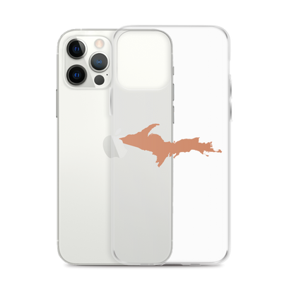 Michigan Upper Peninsula Clear iPhone Case (w/ Copper Color UP Outline)