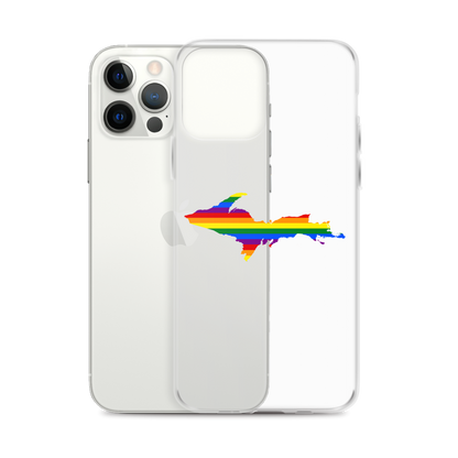 Michigan Upper Peninsula Clear iPhone Case (w/ UP Pride Flag Outline)