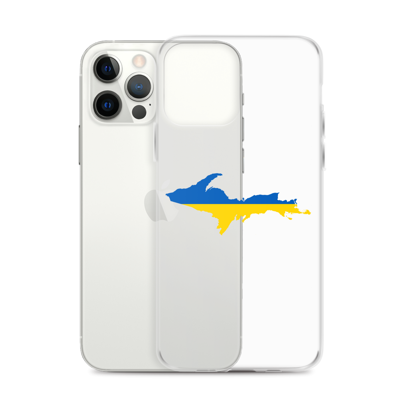 Michigan Upper Peninsula Clear iPhone Case (w/ UP Ukraine Flag Outline)