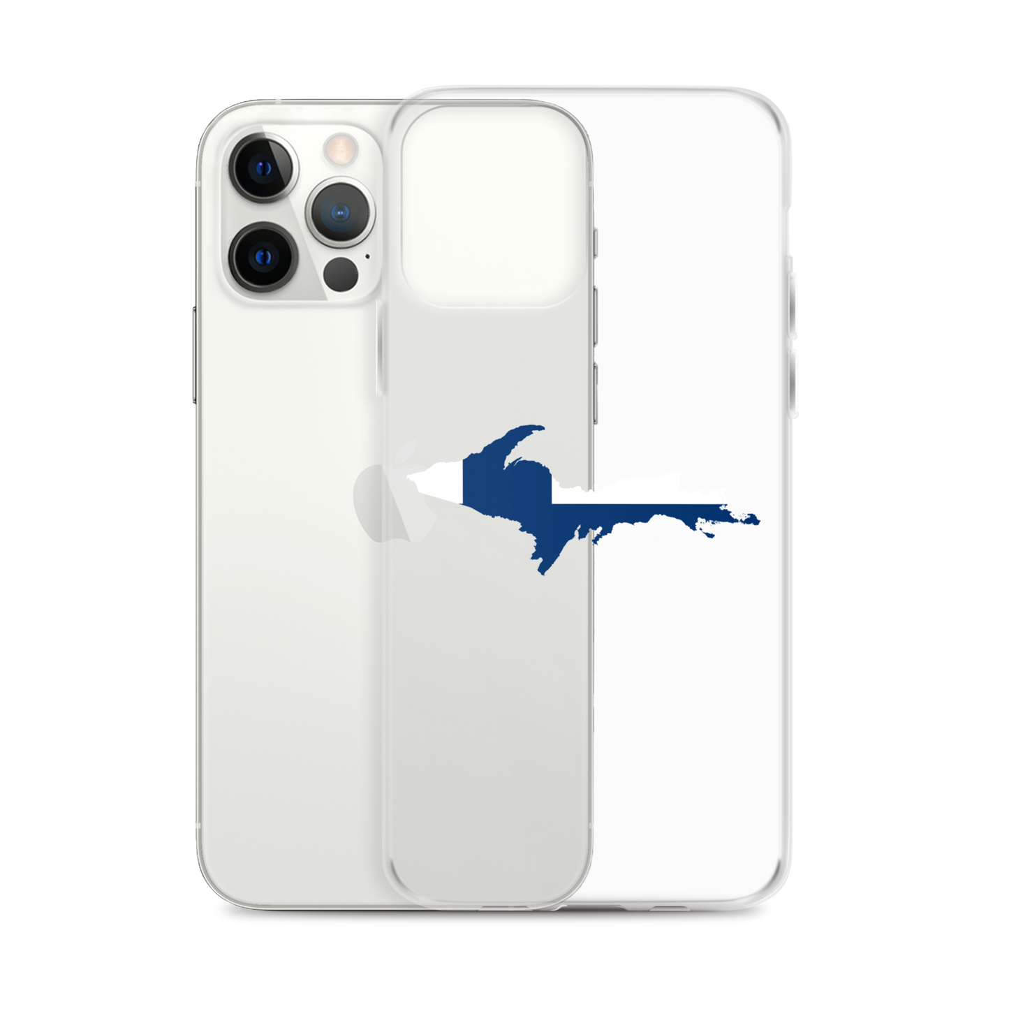 Michigan Upper Peninsula Clear iPhone Case (w/ UP Finland Flag Outline)