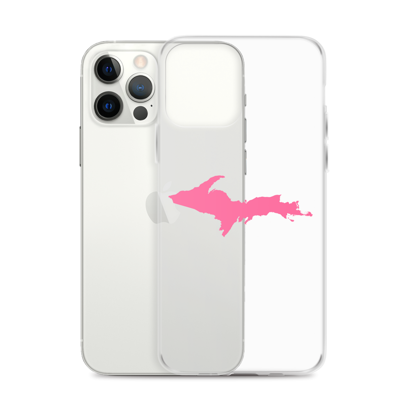 Michigan Upper Peninsula Clear iPhone Case (w/ Pink UP Outline)