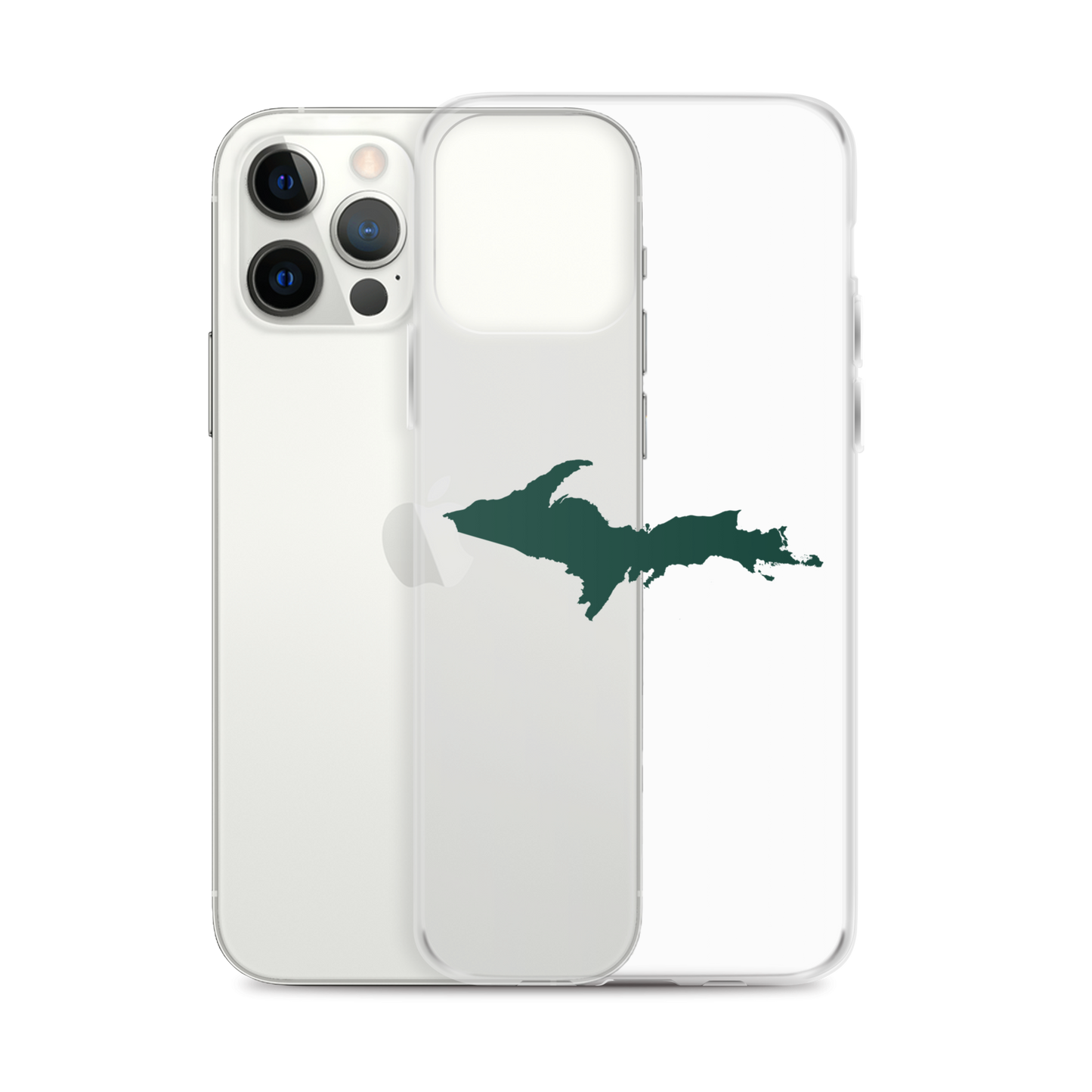 Michigan Upper Peninsula Clear iPhone Case (w/ Green UP Outline)