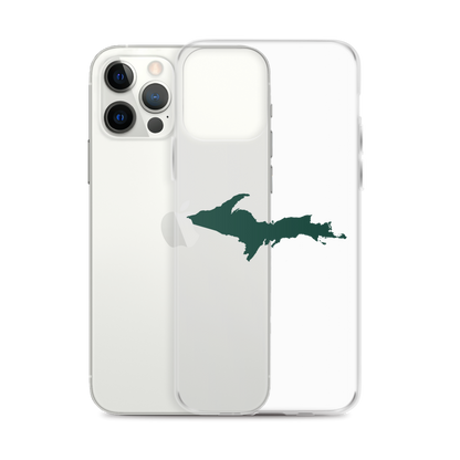 Michigan Upper Peninsula Clear iPhone Case (w/ Green UP Outline)