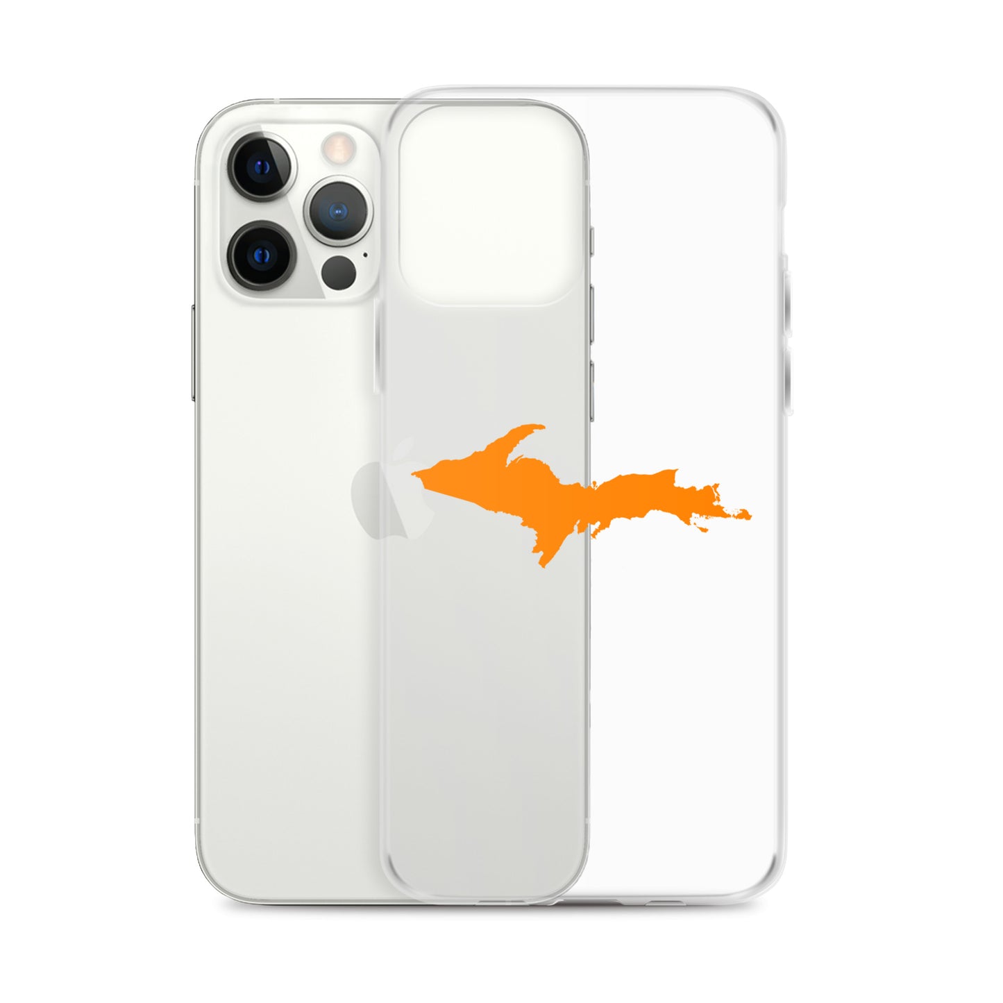 Michigan Upper Peninsula Clear iPhone Case (w/ Orange UP Outline)