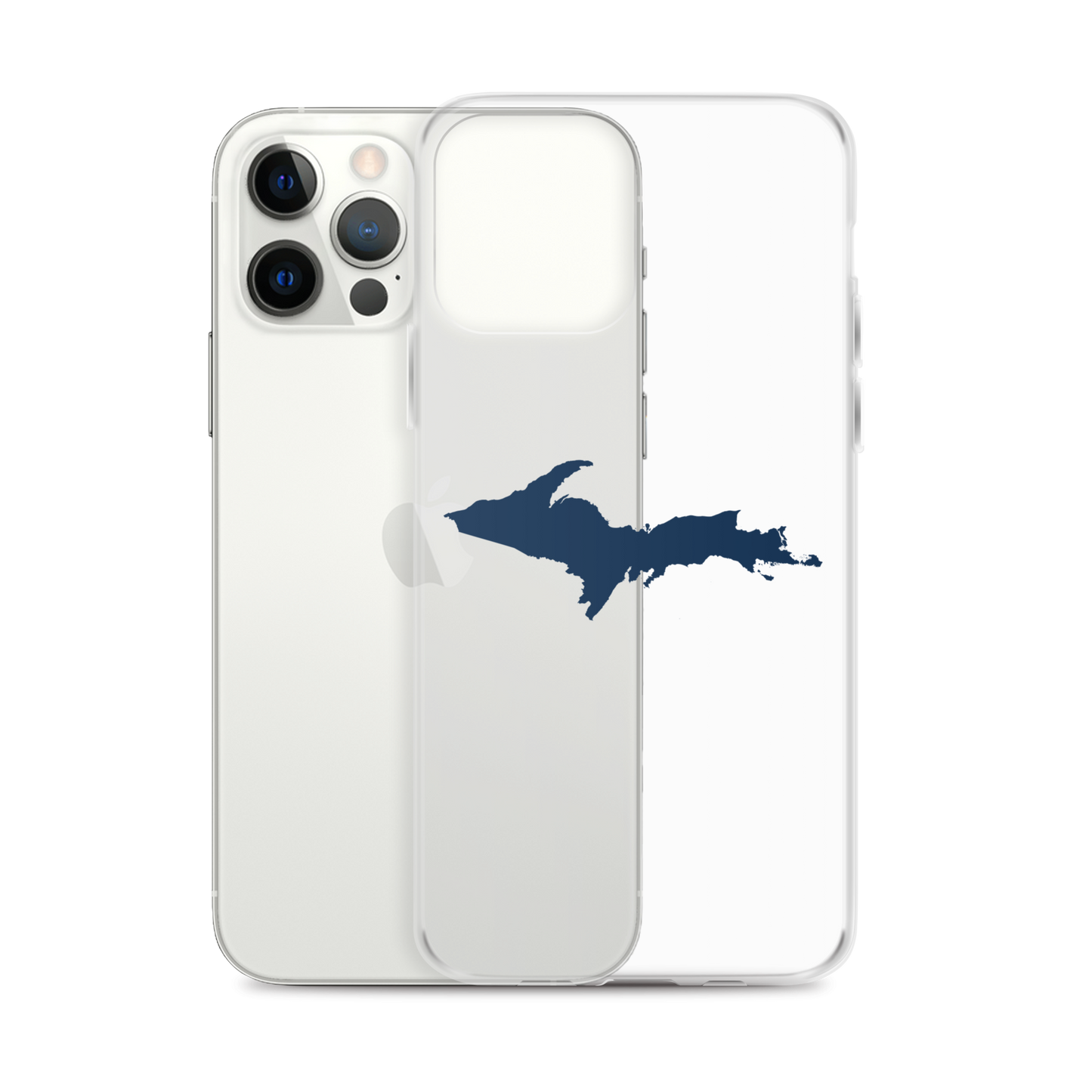 Michigan Upper Peninsula Clear iPhone Case (w/ Navy UP Outline)