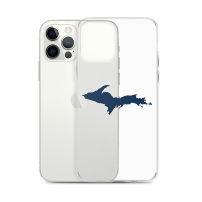 Michigan Upper Peninsula Clear iPhone Case (w/ Navy UP Outline)