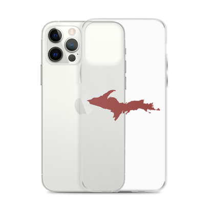 Michigan Upper Peninsula Clear iPhone Case (w/ Ore Dock Red UP Outline)