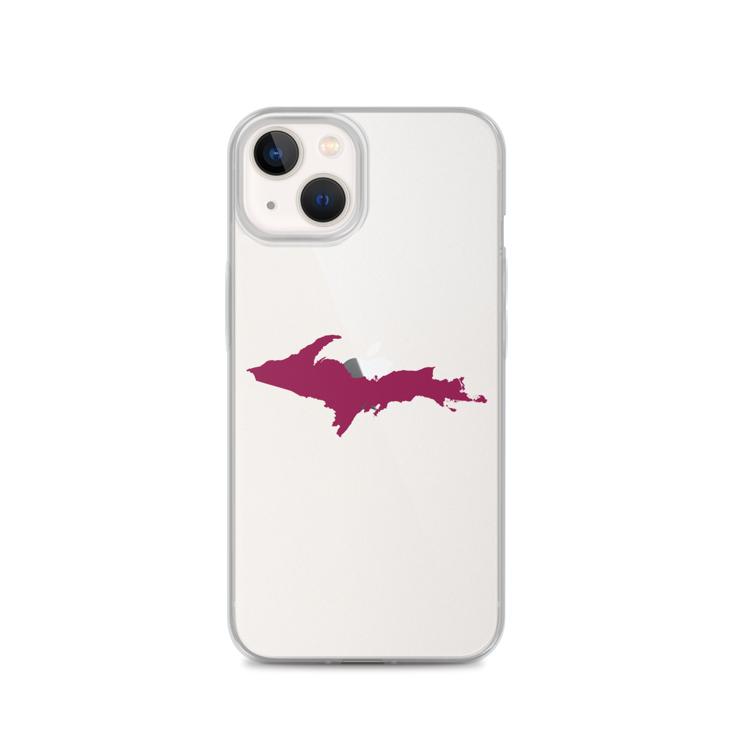 Michigan Upper Peninsula Clear iPhone Case (w/ Ruby Red UP Outline)