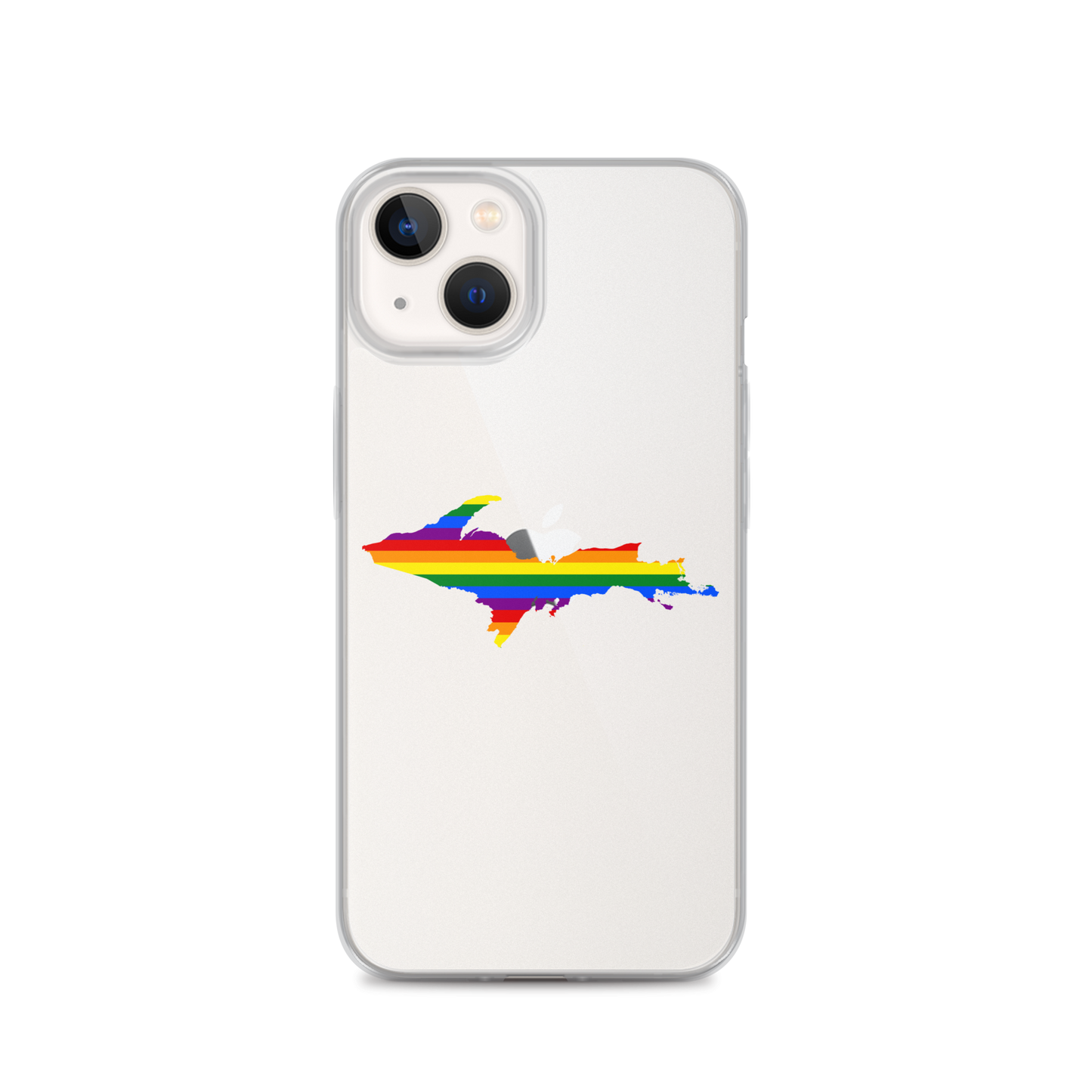 Michigan Upper Peninsula Clear iPhone Case (w/ UP Pride Flag Outline)