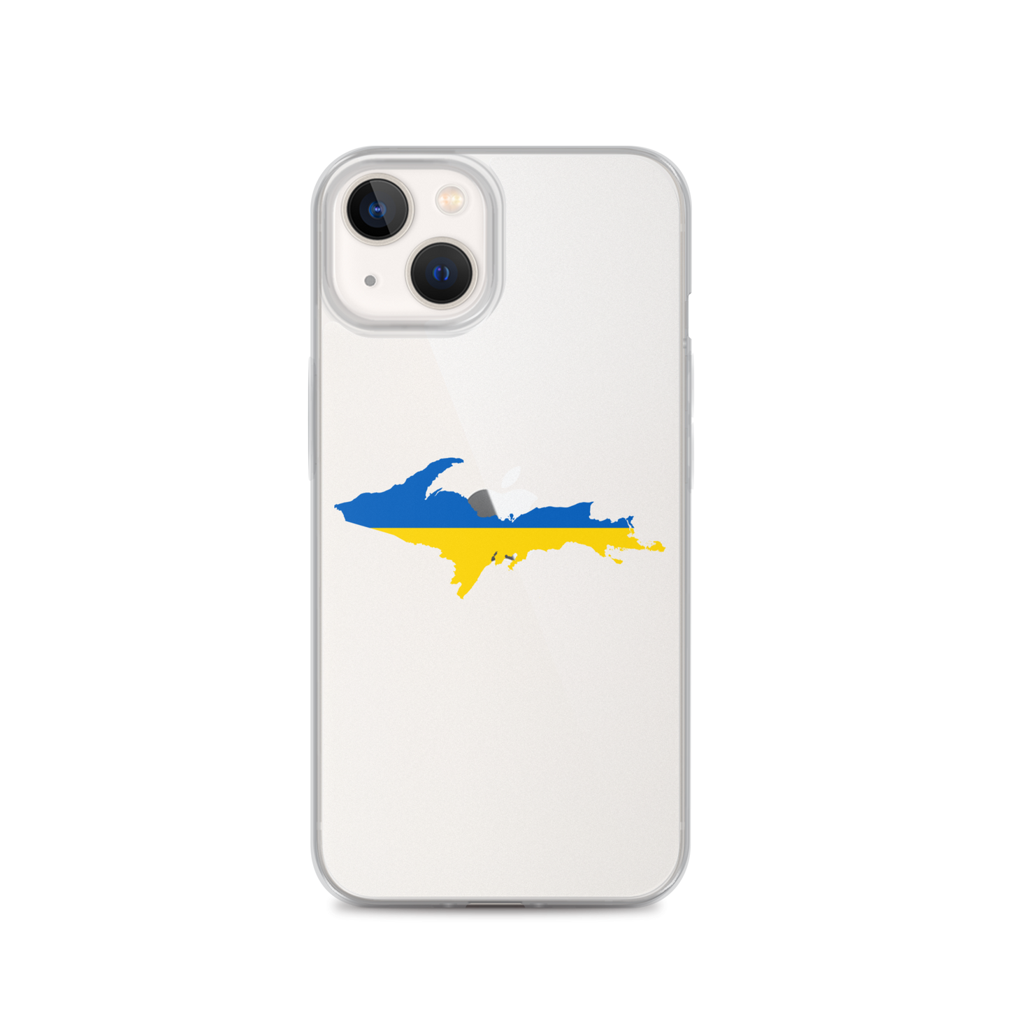 Michigan Upper Peninsula Clear iPhone Case (w/ UP Ukraine Flag Outline)