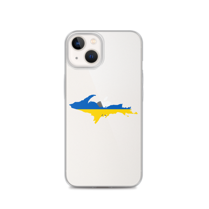 Michigan Upper Peninsula Clear iPhone Case (w/ UP Ukraine Flag Outline)