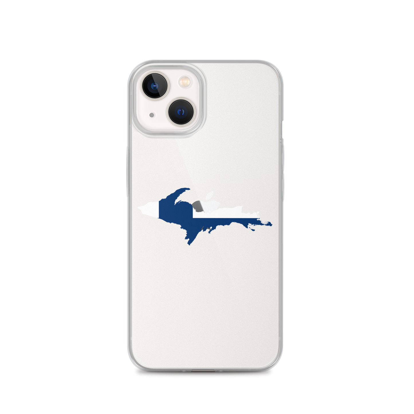 Michigan Upper Peninsula Clear iPhone Case (w/ UP Finland Flag Outline)