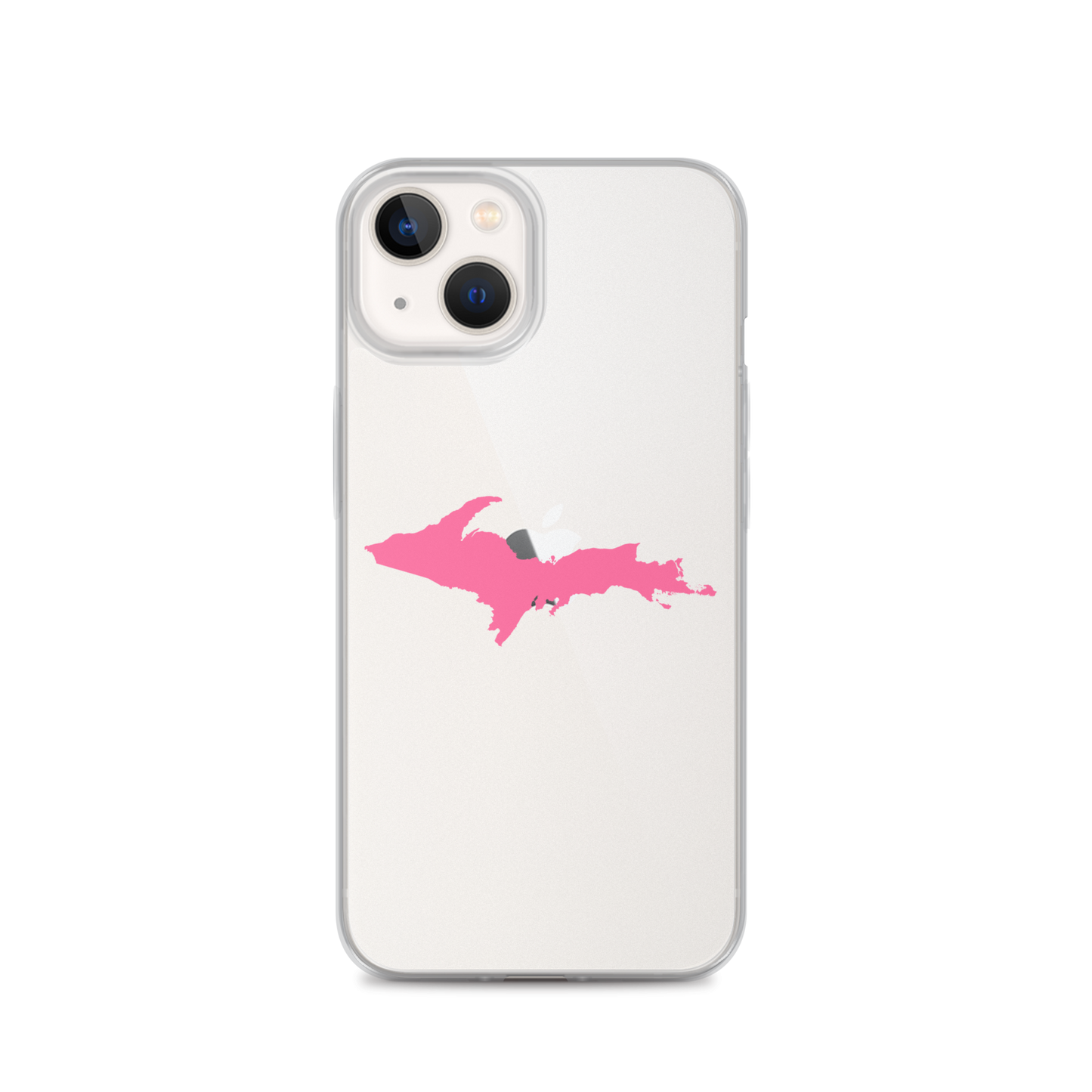 Michigan Upper Peninsula Clear iPhone Case (w/ Pink UP Outline)