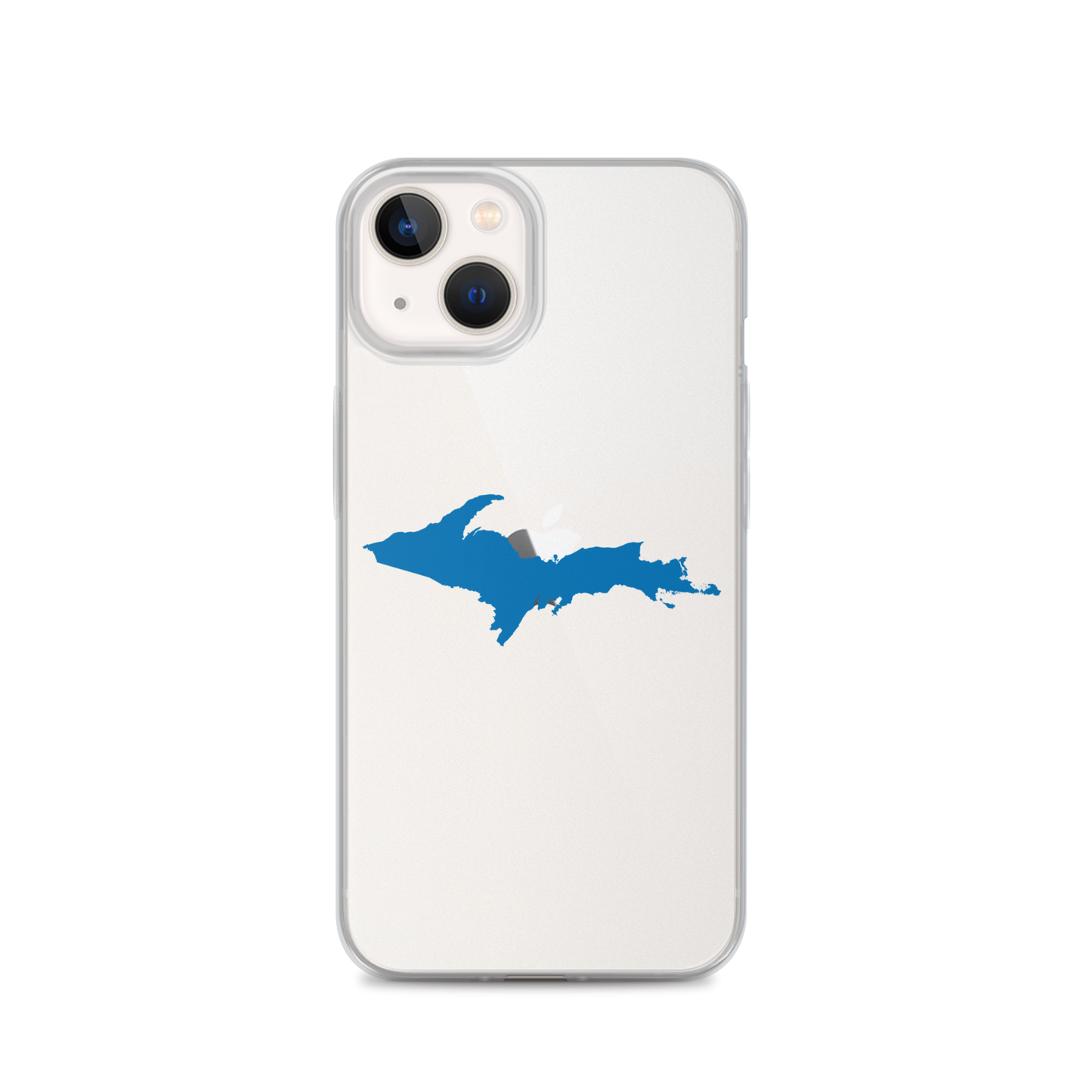 Michigan Upper Peninsula Clear iPhone Case (w/ Azure UP Outline)