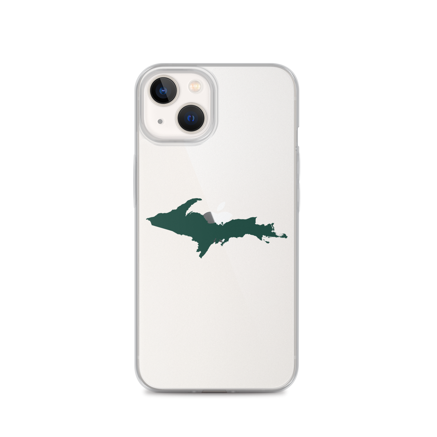 Michigan Upper Peninsula Clear iPhone Case (w/ Green UP Outline)