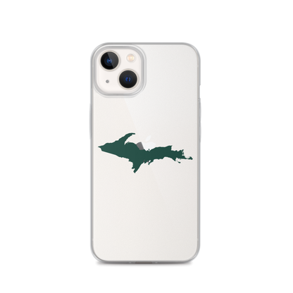 Michigan Upper Peninsula Clear iPhone Case (w/ Green UP Outline)