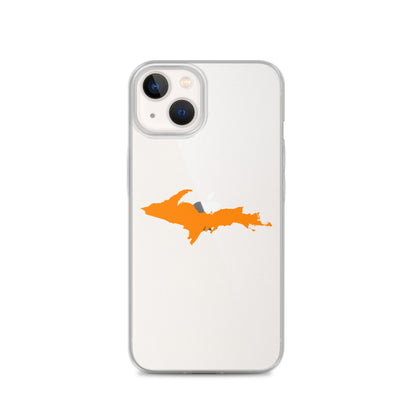 Michigan Upper Peninsula Clear iPhone Case (w/ Orange UP Outline)