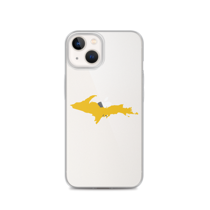 Michigan Upper Peninsula Clear iPhone Case (w/ Gold UP Outline)