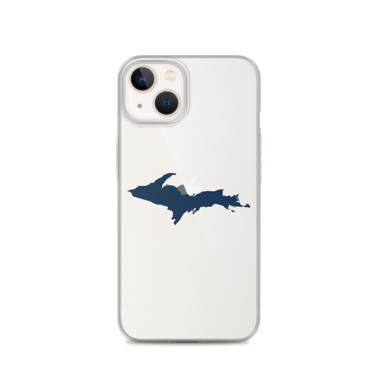 Michigan Upper Peninsula Clear iPhone Case (w/ Navy UP Outline)