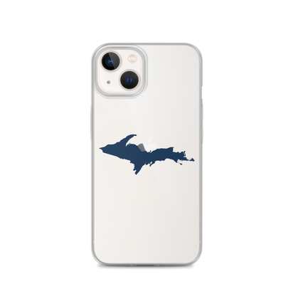 Michigan Upper Peninsula Clear iPhone Case (w/ Navy UP Outline)