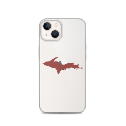 Michigan Upper Peninsula Clear iPhone Case (w/ Ore Dock Red UP Outline)