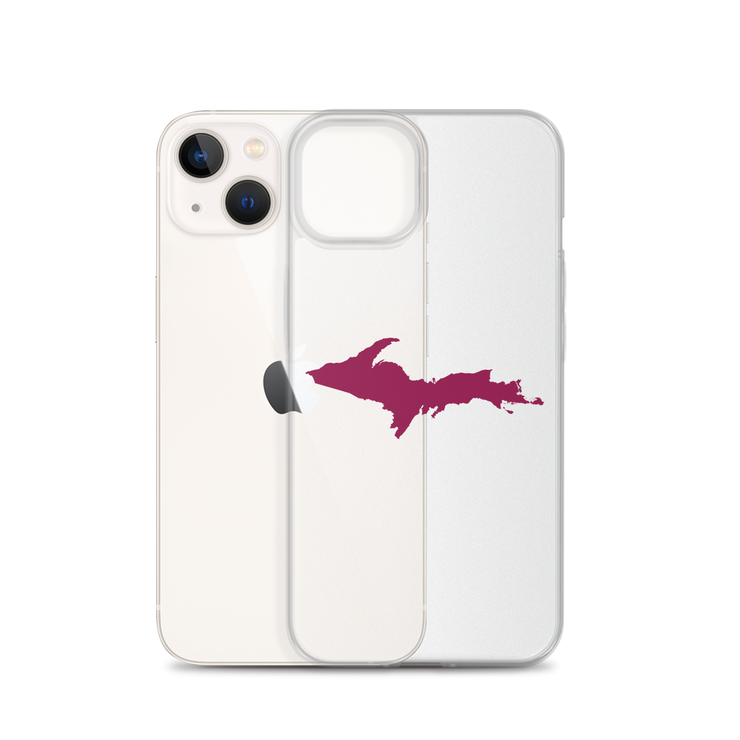 Michigan Upper Peninsula Clear iPhone Case (w/ Ruby Red UP Outline)