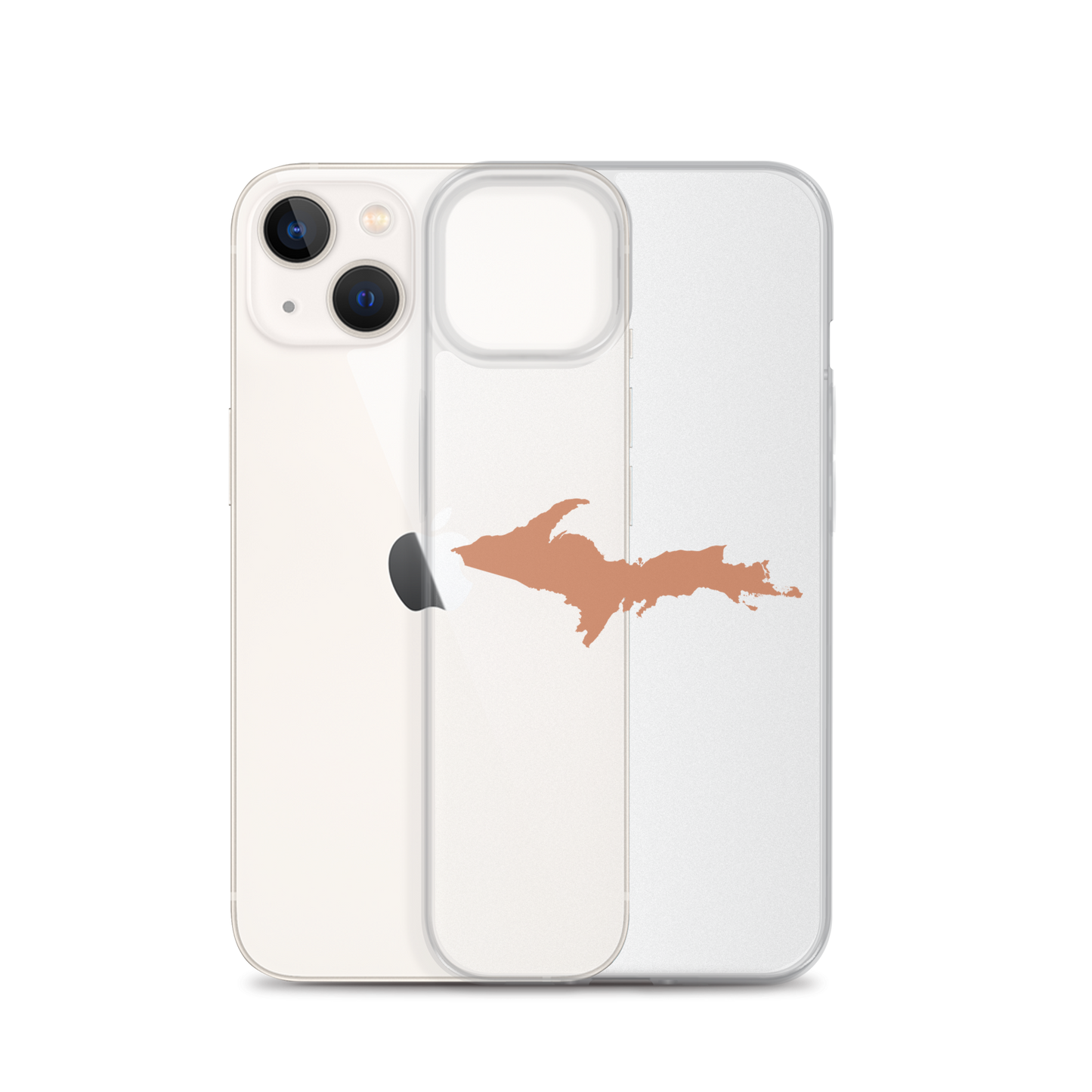 Michigan Upper Peninsula Clear iPhone Case (w/ Copper Color UP Outline)