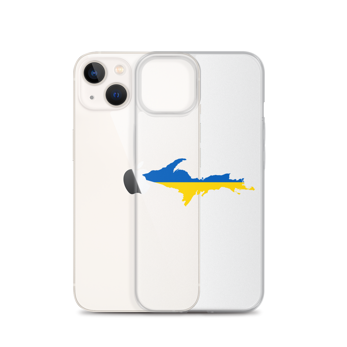 Michigan Upper Peninsula Clear iPhone Case (w/ UP Ukraine Flag Outline)