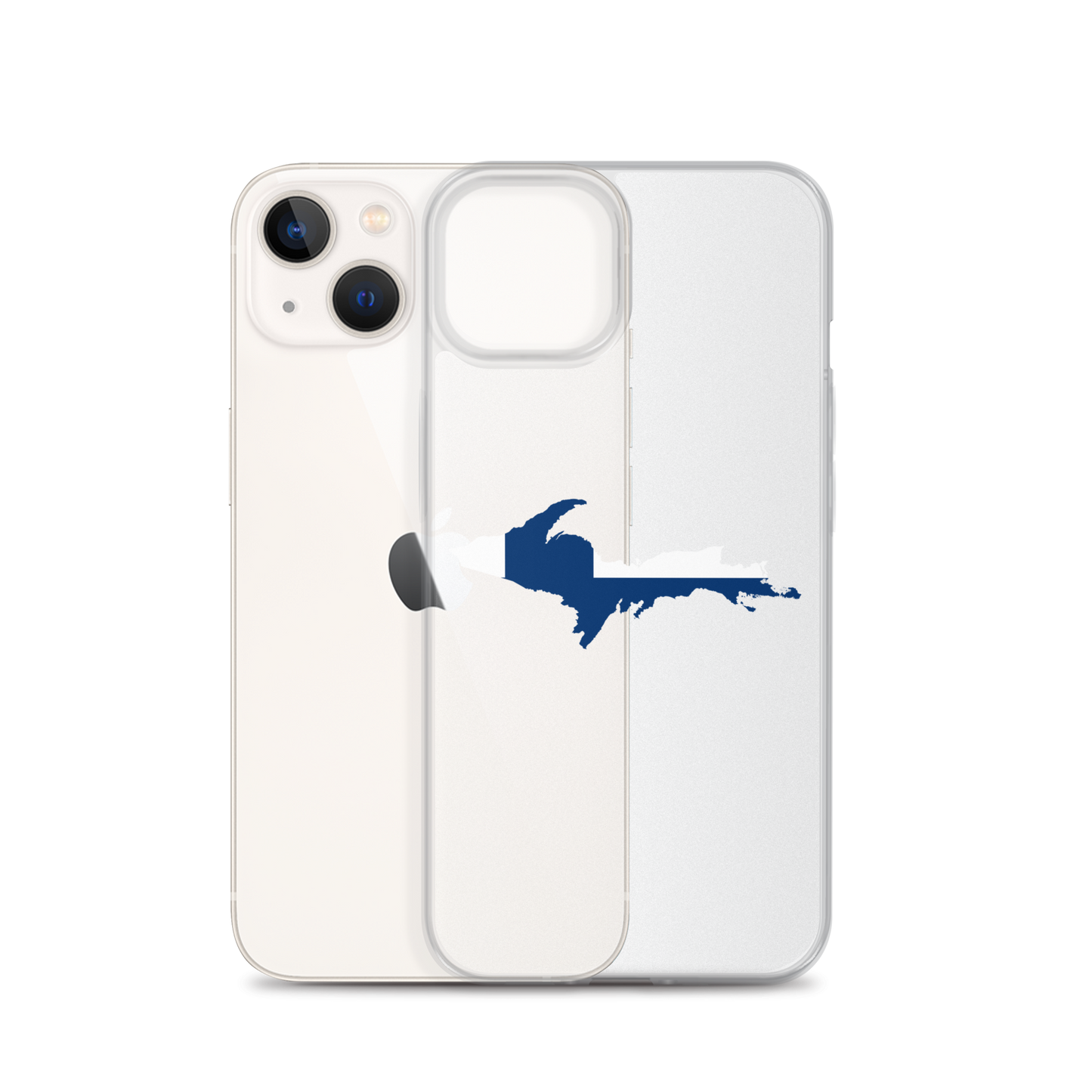 Michigan Upper Peninsula Clear iPhone Case (w/ UP Finland Flag Outline)