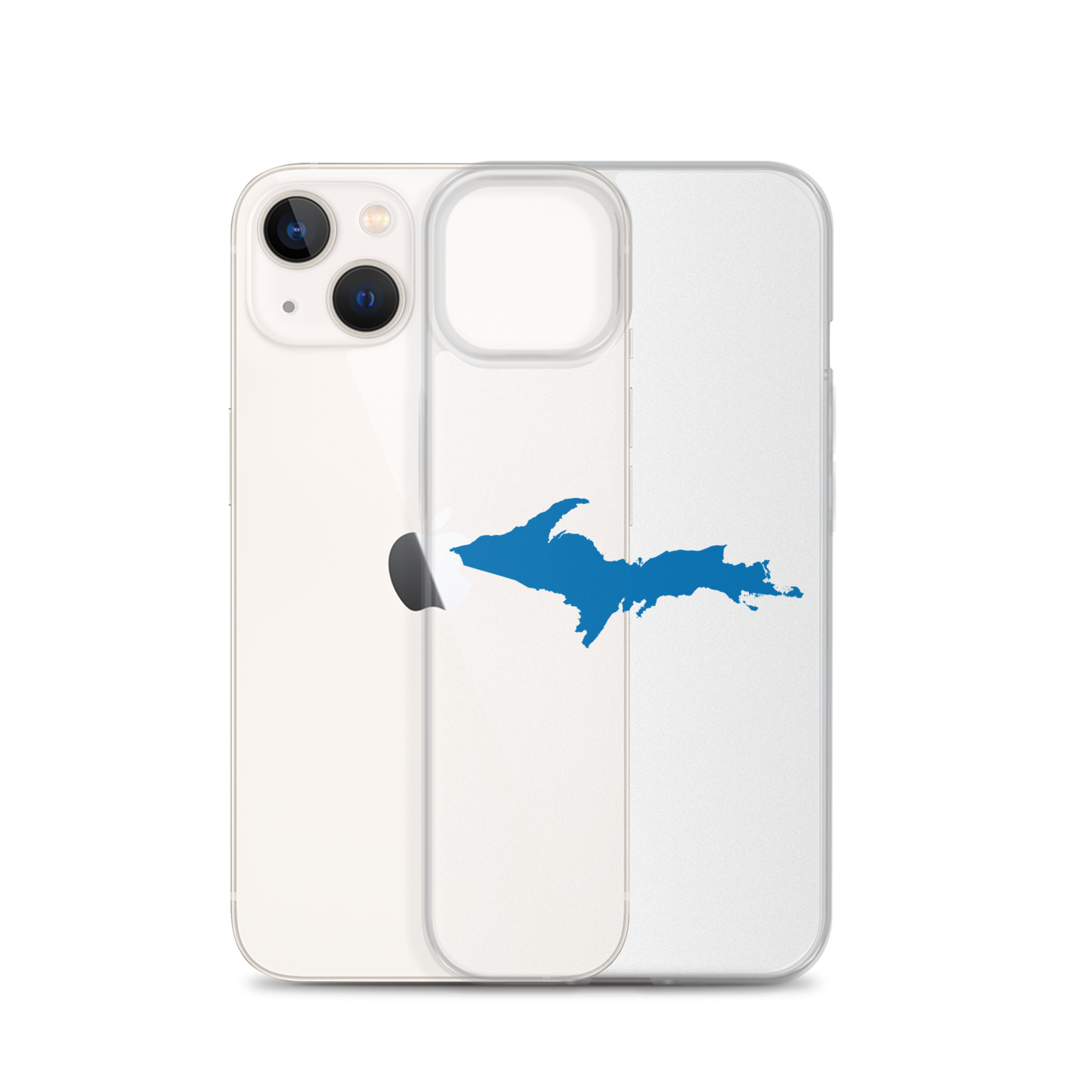 Michigan Upper Peninsula Clear iPhone Case (w/ Azure UP Outline)