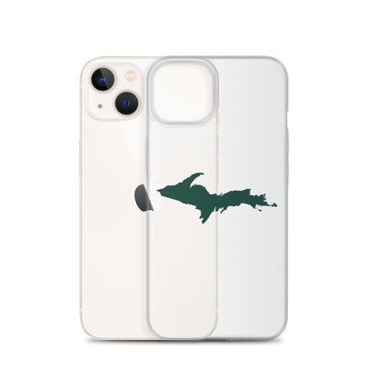 Michigan Upper Peninsula Clear iPhone Case (w/ Green UP Outline)