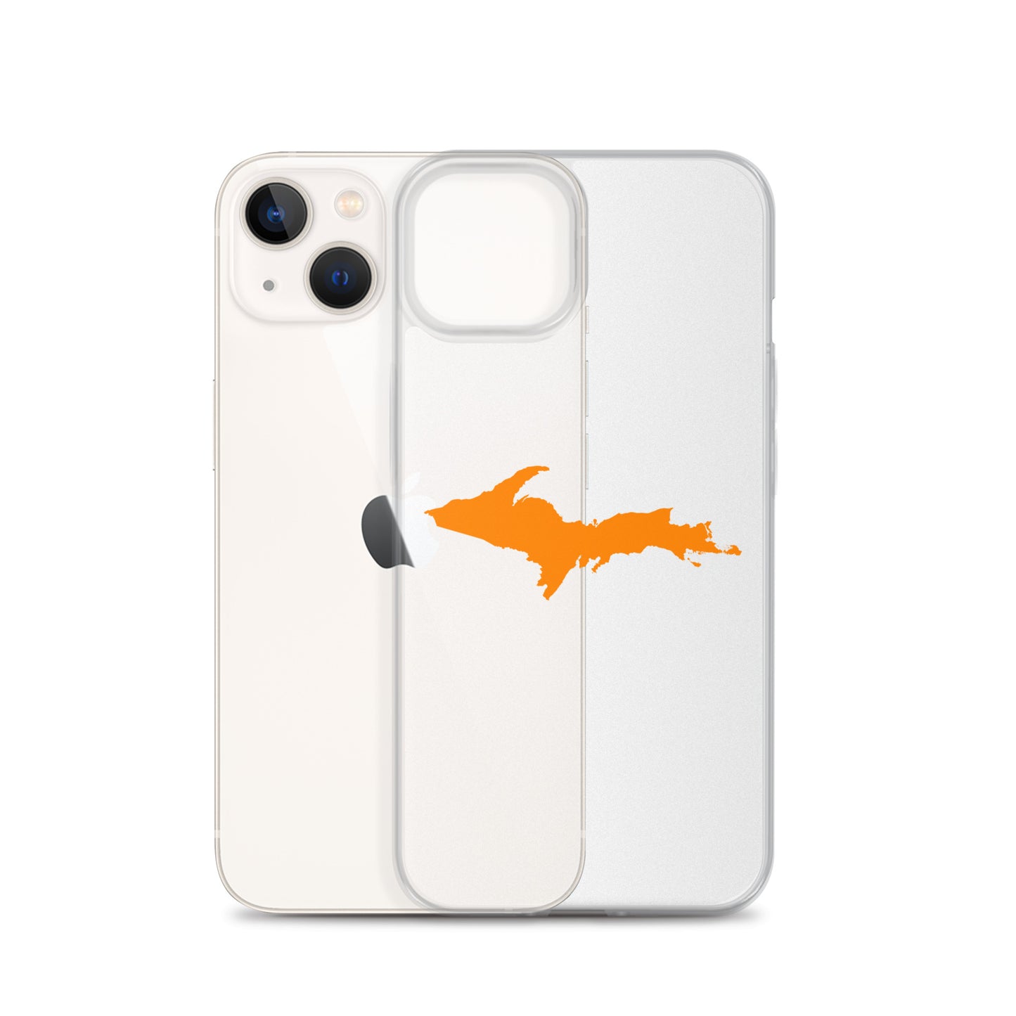 Michigan Upper Peninsula Clear iPhone Case (w/ Orange UP Outline)