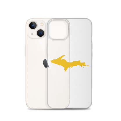 Michigan Upper Peninsula Clear iPhone Case (w/ Gold UP Outline)