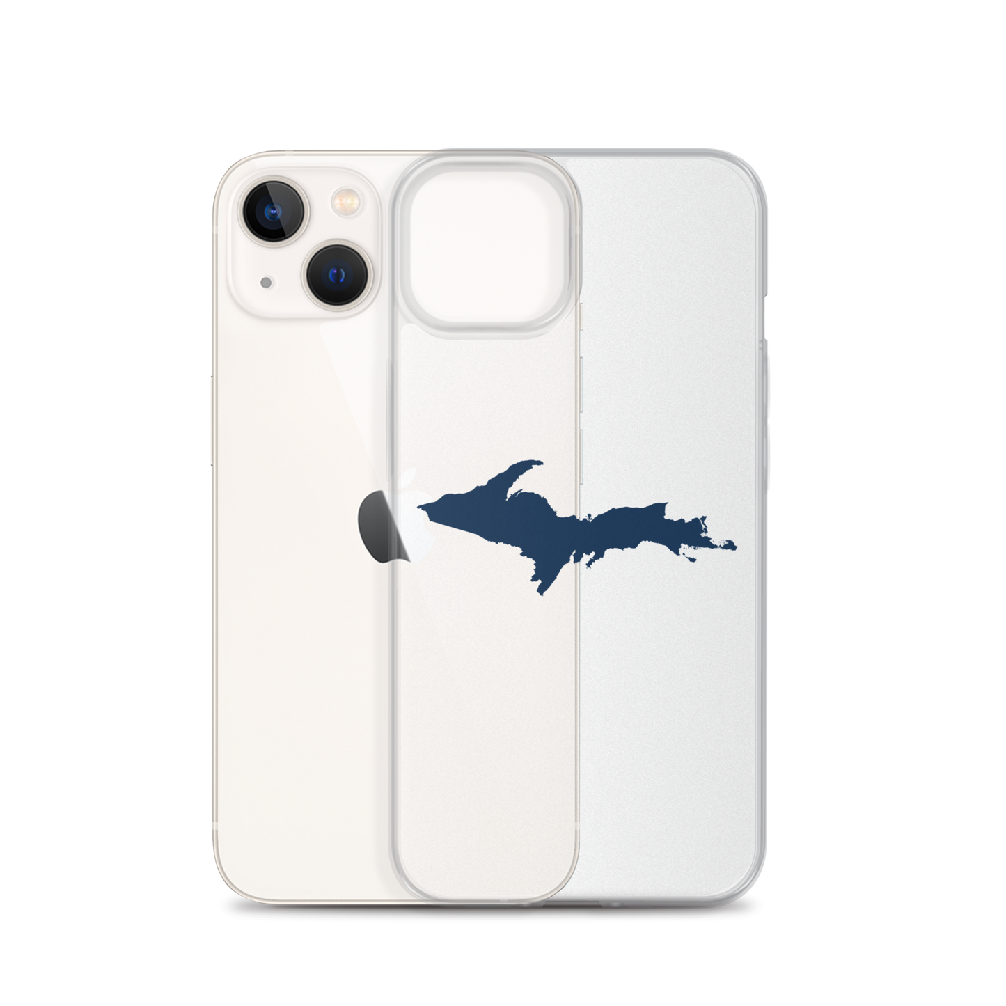 Michigan Upper Peninsula Clear iPhone Case (w/ Navy UP Outline)