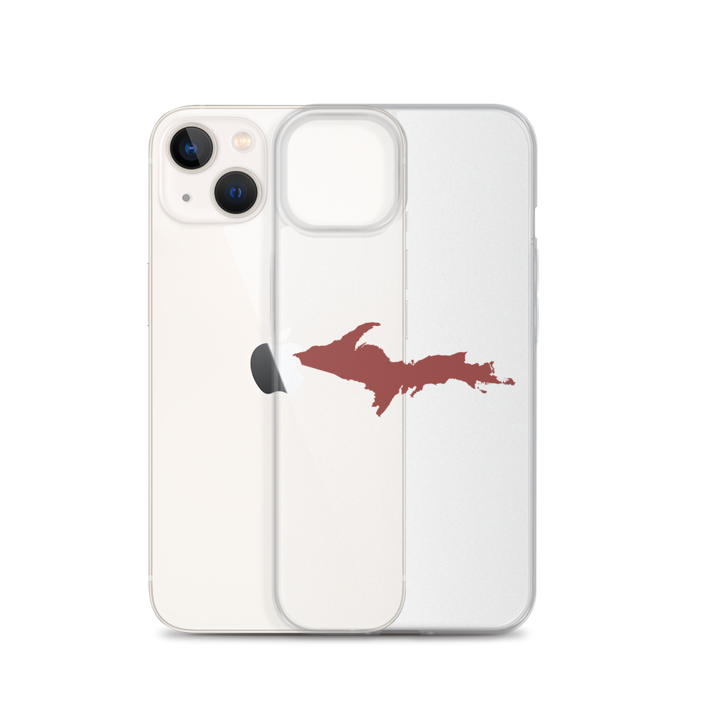 Michigan Upper Peninsula Clear iPhone Case (w/ Ore Dock Red UP Outline)