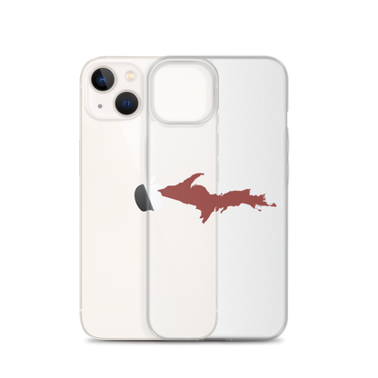 Michigan Upper Peninsula Clear iPhone Case (w/ Ore Dock Red UP Outline)