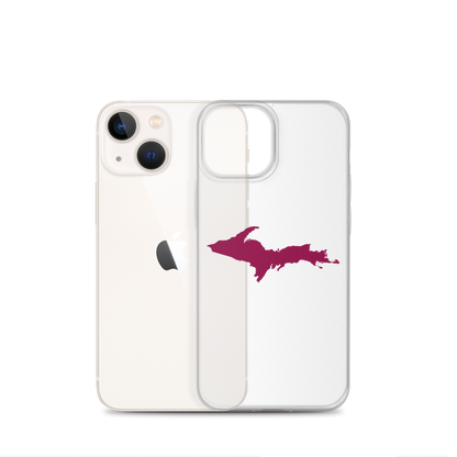 Michigan Upper Peninsula Clear iPhone Case (w/ Ruby Red UP Outline)