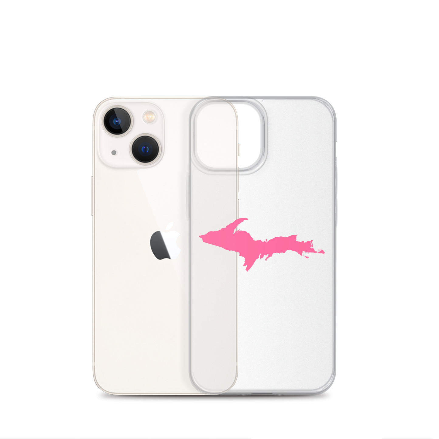 Michigan Upper Peninsula Clear iPhone Case (w/ Pink UP Outline)