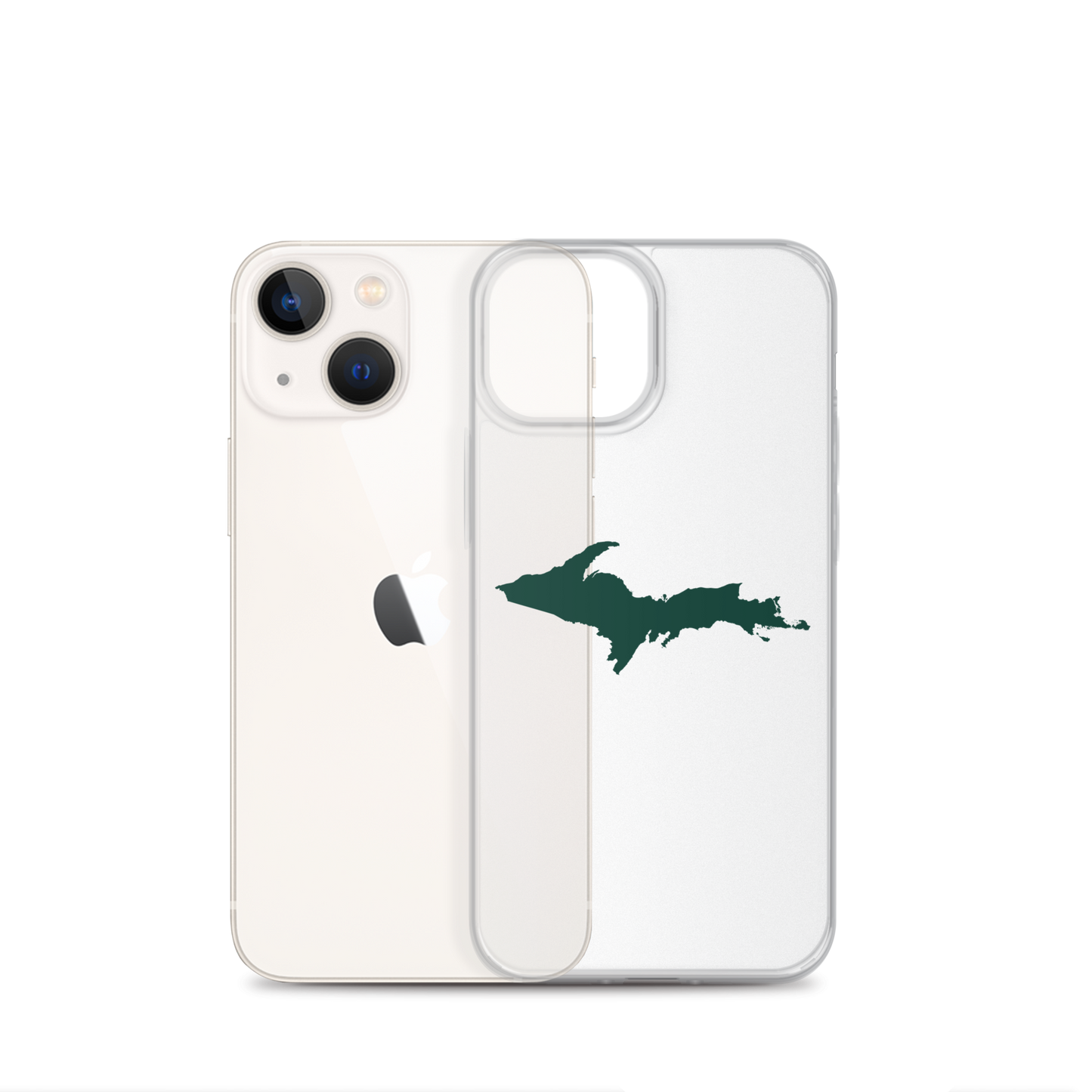 Michigan Upper Peninsula Clear iPhone Case (w/ Green UP Outline)