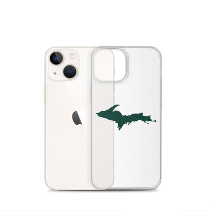 Michigan Upper Peninsula Clear iPhone Case (w/ Green UP Outline)